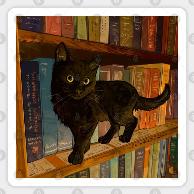 Little Library Cat Sticker by Catwheezie